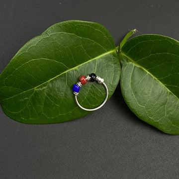 Black Blue Red Beads Ring